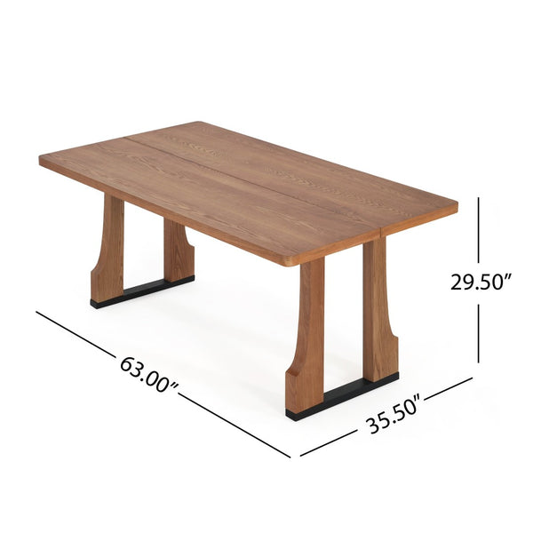 English Elm 63" Rectangular Pedestal Dining Table Farmhouse Mdf Seats Six Scratch Resistant Natural N771P252262K