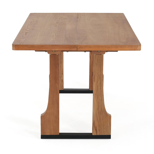 English Elm 63" Rectangular Pedestal Dining Table Farmhouse Mdf Seats Six Scratch Resistant Natural N771P252262K