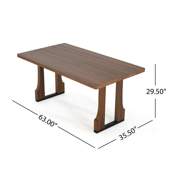 English Elm 63" Rectangular Pedestal Dining Table Farmhouse Mdf Seats Six Scratch Resistant Walnut N771P252262T