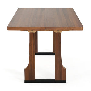 English Elm 63" Rectangular Pedestal Dining Table Farmhouse Mdf Seats Six Scratch Resistant Walnut N771P252262T