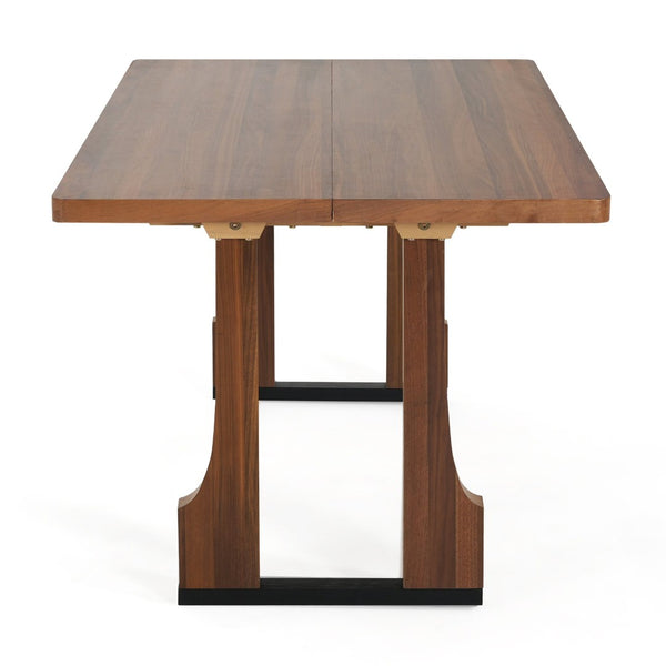 English Elm 63" Rectangular Pedestal Dining Table Farmhouse Mdf Seats Six Scratch Resistant Walnut N771P252262T