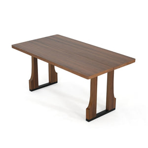English Elm 63" Rectangular Pedestal Dining Table Farmhouse Mdf Seats Six Scratch Resistant Walnut N771P252262T