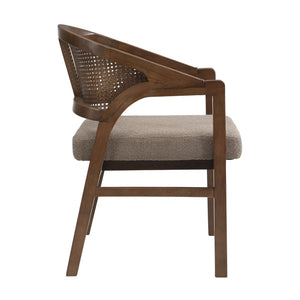 English Elm Wooden Rubberwood Dining Chair Set with Woven Rattan Back and Ergonomic Curved Support N771P256965W