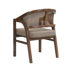 English Elm Wooden Rubberwood Dining Chair Set with Woven Rattan Back and Ergonomic Curved Support N771P256965W