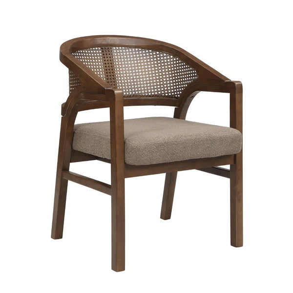 English Elm Wooden Rubberwood Dining Chair Set with Woven Rattan Back and Ergonomic Curved Support N771P256965W