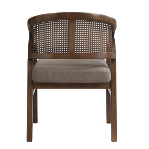 English Elm Wooden Rubberwood Dining Chair Set with Woven Rattan Back and Ergonomic Curved Support N771P256965W