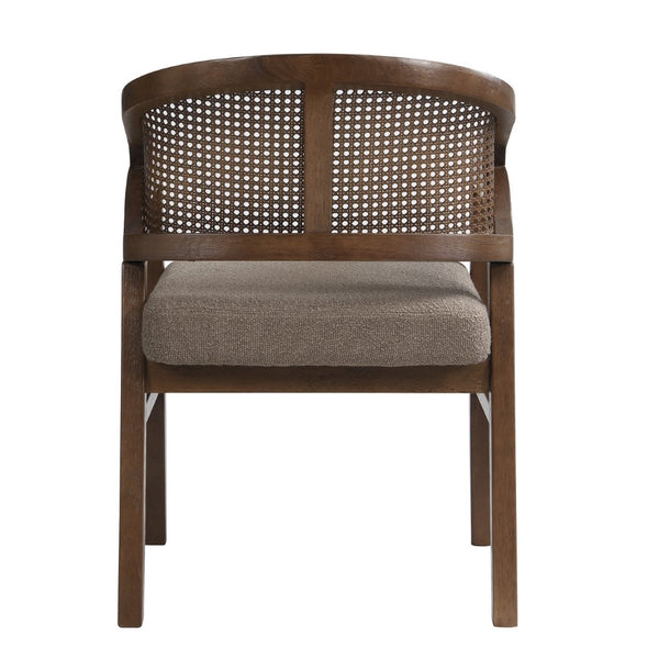 English Elm Wooden Rubberwood Dining Chair Set with Woven Rattan Back and Ergonomic Curved Support N771P256965W