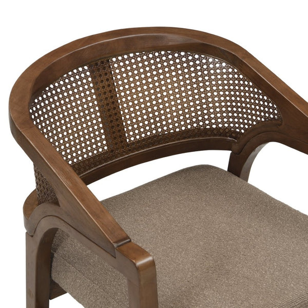 English Elm Wooden Rubberwood Dining Chair Set with Woven Rattan Back and Ergonomic Curved Support N771P256965W