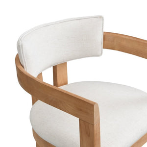 English Elm 30 Inch Natural Oak Rubberwood Barstools with Upholstered Seat Curved Back and Arms Set of 2 N771P361772Q