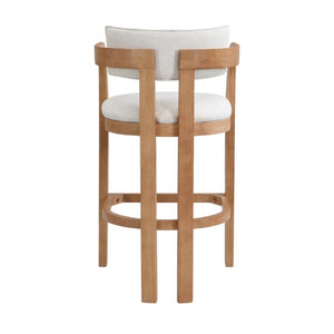 English Elm 30 Inch Natural Oak Rubberwood Barstools with Upholstered Seat Curved Back and Arms Set of 2 N771P361772Q