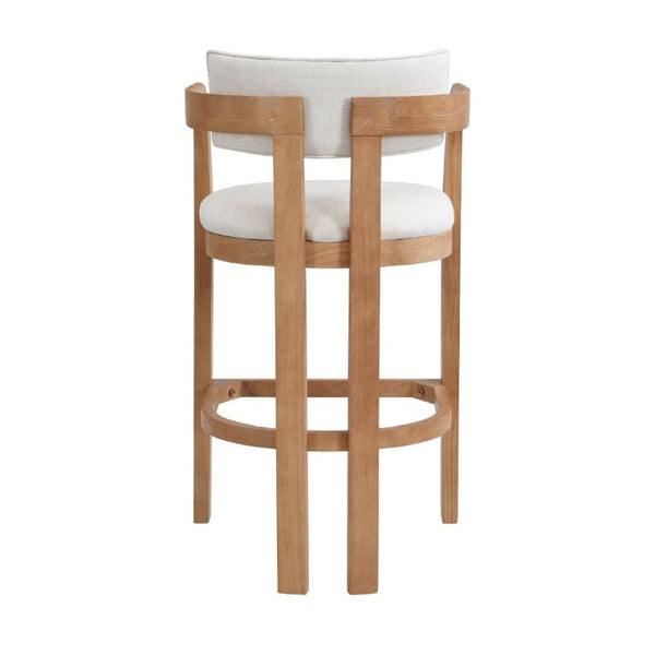 English Elm 30 Inch Natural Oak Rubberwood Barstools with Upholstered Seat Curved Back and Arms Set of 2 N771P361772Q