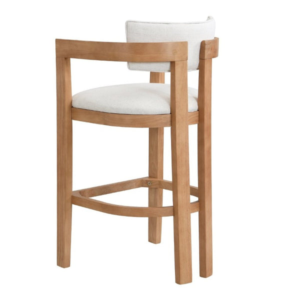 English Elm 30 Inch Natural Oak Rubberwood Barstools with Upholstered Seat Curved Back and Arms Set of 2 N771P361772Q