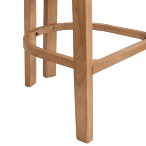 English Elm 30 Inch Natural Oak Rubberwood Barstools with Upholstered Seat Curved Back and Arms Set of 2 N771P361772Q