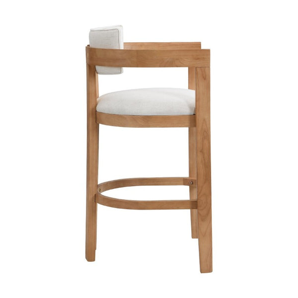 English Elm 30 Inch Natural Oak Rubberwood Barstools with Upholstered Seat Curved Back and Arms Set of 2 N771P361772Q