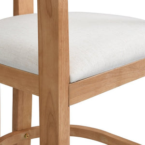 English Elm 30 Inch Natural Oak Rubberwood Barstools with Upholstered Seat Curved Back and Arms Set of 2 N771P361772Q