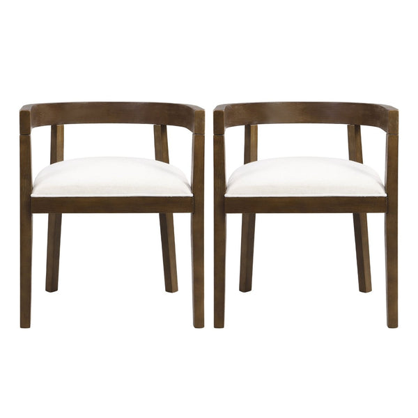 English Elm Dining Arm Chairs Set of Two Rubberwood Tub Back Mid-century Modern Upholstered N771P388967T