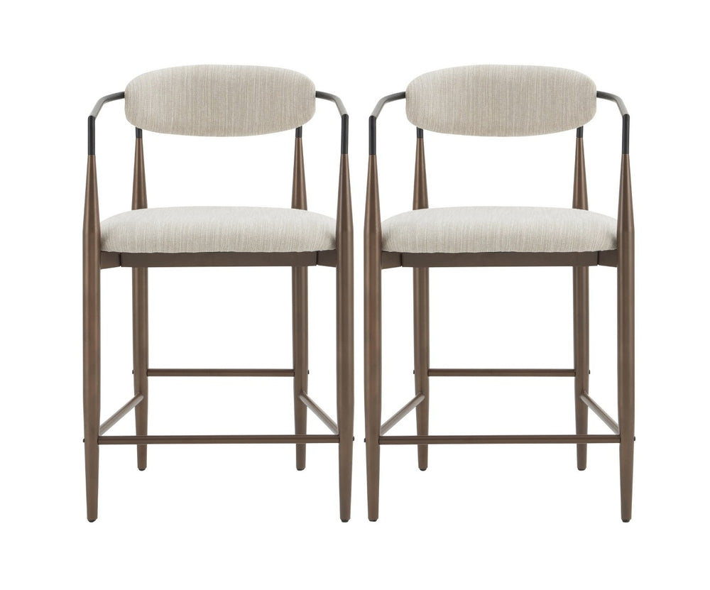 English Elm Counter Stools Set of 2 Upholstered Iron Frame Coffee Gold Modern Kitchen Bar N771P392273H
