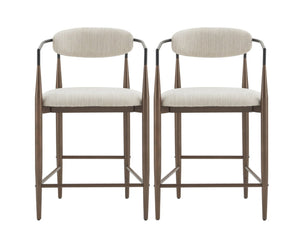 English Elm Counter Stools Set of 2 Upholstered Iron Frame Coffee Gold Modern Kitchen Bar N771P392273H