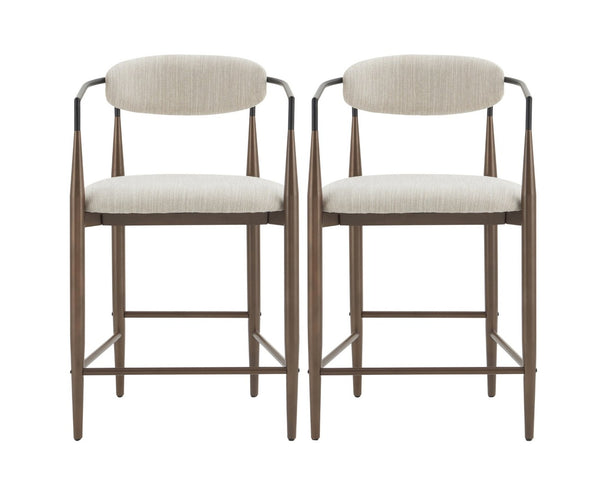 English Elm Counter Stools Set of 2 Upholstered Iron Frame Coffee Gold Modern Kitchen Bar N771P392273H