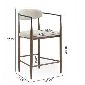 English Elm Counter Stools Set of 2 Upholstered Iron Frame Coffee Gold Modern Kitchen Bar N771P392273H