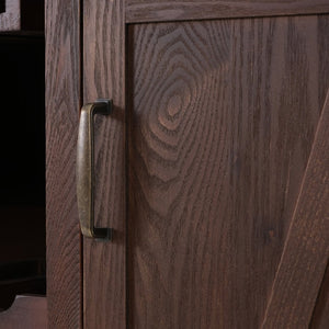 English Elm 41.35"h Walnut Bar Cabinet with Wine Rack Glass Holder and Open Shelf Storage N771P426591W
