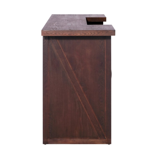 English Elm 41.35"h Walnut Bar Cabinet with Wine Rack Glass Holder and Open Shelf Storage N771P426591W