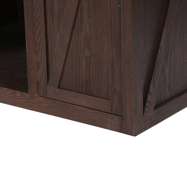 English Elm 41.35"h Walnut Bar Cabinet with Wine Rack Glass Holder and Open Shelf Storage N771P426591W