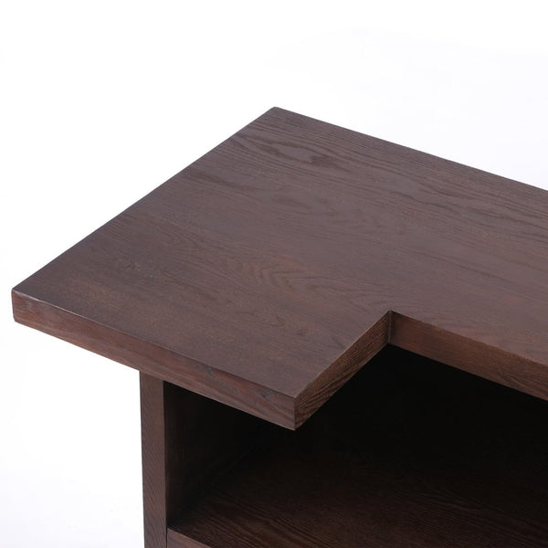 English Elm 41.35"h Walnut Bar Cabinet with Wine Rack Glass Holder and Open Shelf Storage N771P426591W