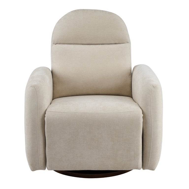 English Elm 360 Swivel Glider Manual Recliner Armchair with Round Wooden Base for Living Room Beige N771P431402M