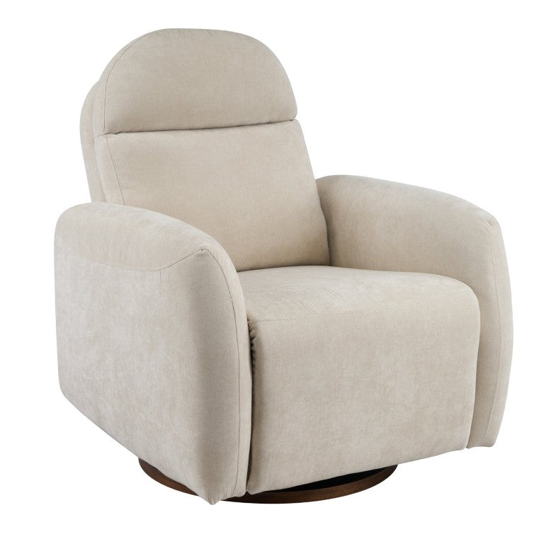 English Elm 360 Swivel Glider Manual Recliner Armchair with Round Wooden Base for Living Room Beige N771P431402M