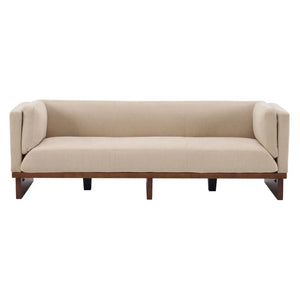 English Elm 87 Inch Three Seat Sofa Recessed Arm Polyester Upholstery Solid Wood Frame Living Room Almond N771P441921V_N771P441922V