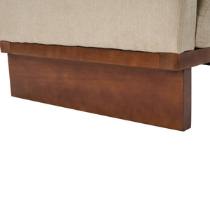 English Elm 87 Inch Three Seat Sofa Recessed Arm Polyester Upholstery Solid Wood Frame Living Room Almond N771P441921V_N771P441922V