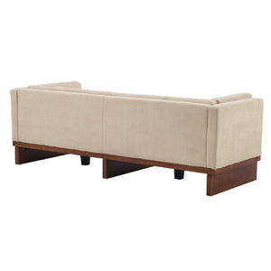 English Elm 87 Inch Three Seat Sofa Recessed Arm Polyester Upholstery Solid Wood Frame Living Room Almond N771P441921V_N771P441922V
