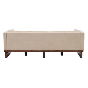 English Elm 87 Inch Three Seat Sofa Recessed Arm Polyester Upholstery Solid Wood Frame Living Room Almond N771P441921V_N771P441922V