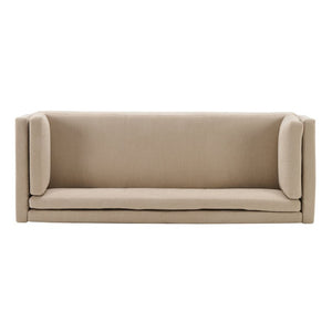 English Elm 87 Inch Three Seat Sofa Recessed Arm Polyester Upholstery Solid Wood Frame Living Room Almond N771P441921V_N771P441922V