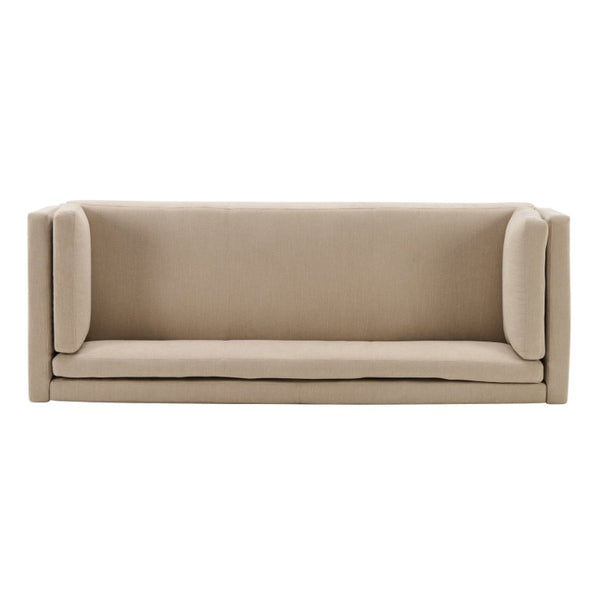 English Elm 87 Inch Three Seat Sofa Recessed Arm Polyester Upholstery Solid Wood Frame Living Room Almond N771P441921V_N771P441922V
