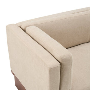 English Elm 87 Inch Three Seat Sofa Recessed Arm Polyester Upholstery Solid Wood Frame Living Room Almond N771P441921V_N771P441922V