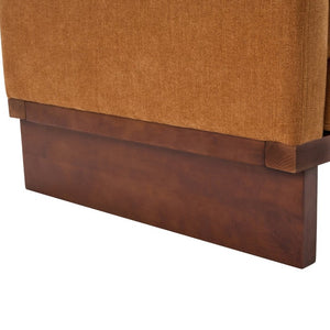 English Elm 87 Inch Three Seat Sofa Recessed Arm Polyester Upholstery Solid Wood Frame Living Room Caramel N771P441921W_N771P441922W