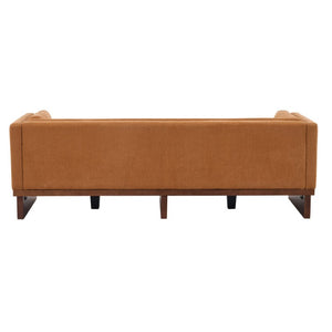 English Elm 87 Inch Three Seat Sofa Recessed Arm Polyester Upholstery Solid Wood Frame Living Room Caramel N771P441921W_N771P441922W