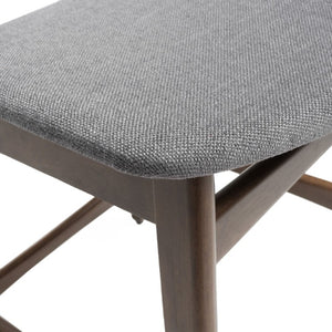English Elm Counter Height Chairs Set of 2 Mid Century Rubberwood Frame Upholstered Kitchen Island Dark Grey Dark Grey N771P472974D