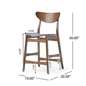 English Elm Counter Height Chairs Set of 2 Mid Century Rubberwood Frame Upholstered Kitchen Island Dark Grey Dark Grey N771P472974D