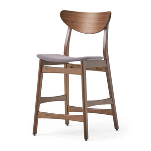 English Elm Counter Height Chairs Set of 2 Mid Century Rubberwood Frame Upholstered Kitchen Island Dark Grey Dark Grey N771P472974D
