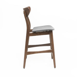 English Elm Counter Height Chairs Set of 2 Mid Century Rubberwood Frame Upholstered Kitchen Island Dark Grey Dark Grey N771P472974D