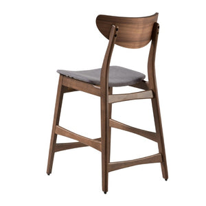 English Elm Counter Height Chairs Set of 2 Mid Century Rubberwood Frame Upholstered Kitchen Island Dark Grey Dark Grey N771P472974D