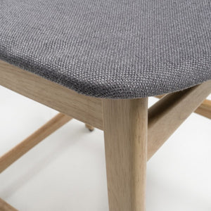 English Elm Counter Height Chairs Set of 2 Mid Century Rubberwood Frame Upholstered Kitchen Island Dark Grey Oak N771P472974K