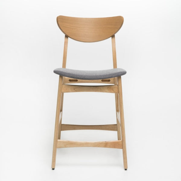 English Elm Counter Height Chairs Set of 2 Mid Century Rubberwood Frame Upholstered Kitchen Island Dark Grey Oak N771P472974K