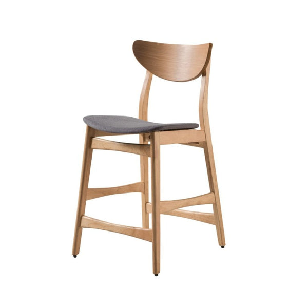 English Elm Counter Height Chairs Set of 2 Mid Century Rubberwood Frame Upholstered Kitchen Island Dark Grey Oak N771P472974K