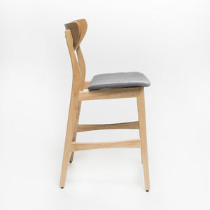 English Elm Counter Height Chairs Set of 2 Mid Century Rubberwood Frame Upholstered Kitchen Island Dark Grey Oak N771P472974K