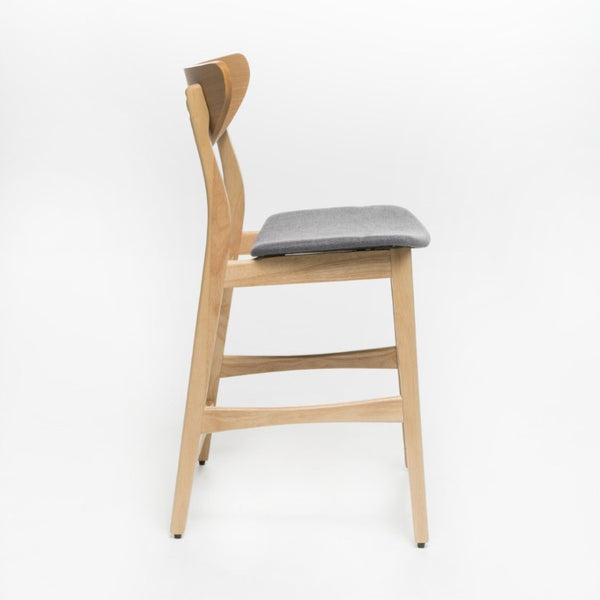 English Elm Counter Height Chairs Set of 2 Mid Century Rubberwood Frame Upholstered Kitchen Island Dark Grey Oak N771P472974K