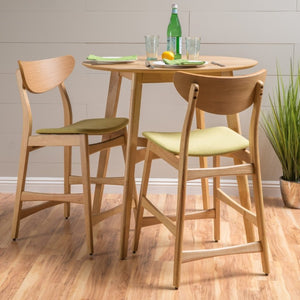 English Elm Counter Height Chairs Set of 2 Mid Century Rubberwood Frame Upholstered Kitchen Island Green Green N771P472974L